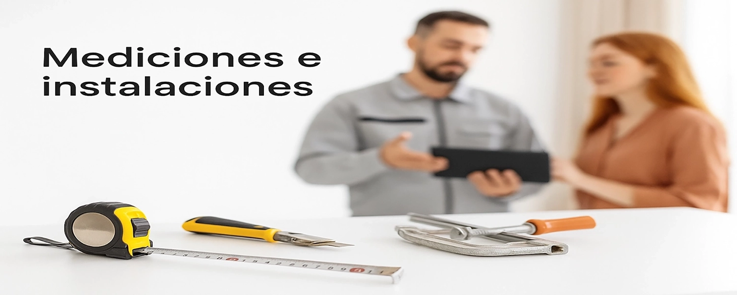 Foto Tecnico Con Clienta Midiendo Cortinas Textilcort