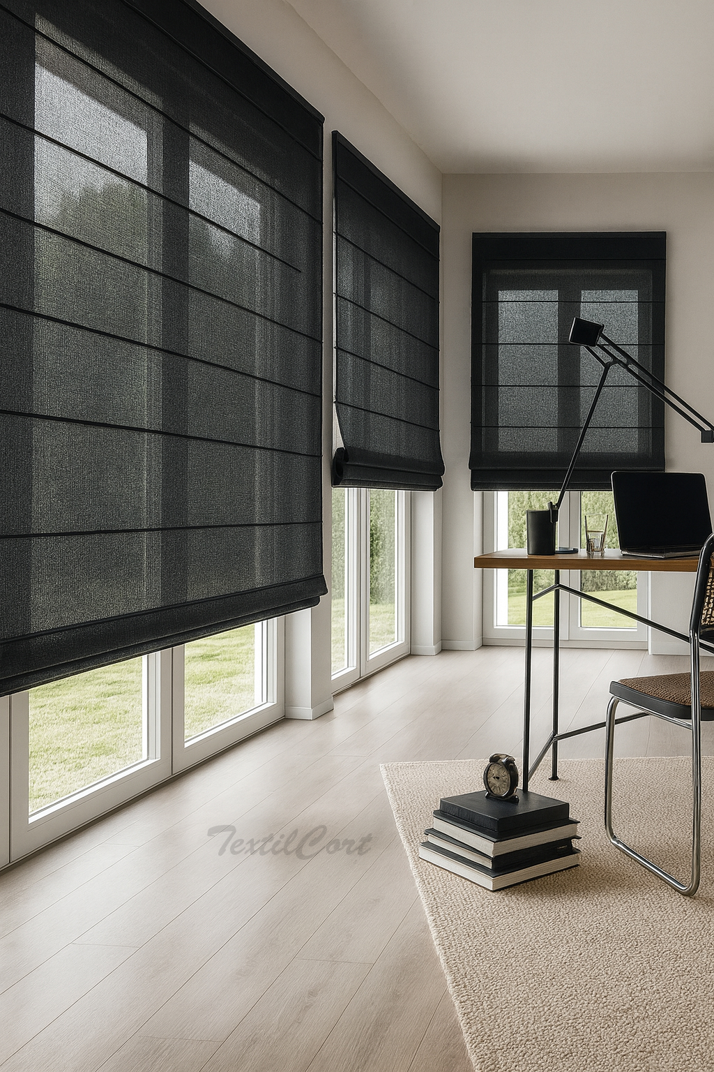 Estores plegables visillo en gris neutro Foto detalle estores plegables visillo en gris neutro