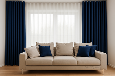 Doble cortina visillo y cortina decorativa onda perfecta 2 textilcort