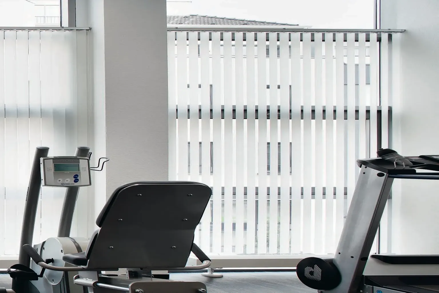 Cortina vertical traslúcida decorativa gimnasio moderno
